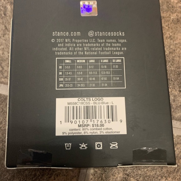 STANCE NFL Indianapolis Colts Logo Socks Large - Picture 5 of 5